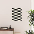 Checkerboard Mini Check Pattern in Black and Almond Cream Poster Gallery Image 2