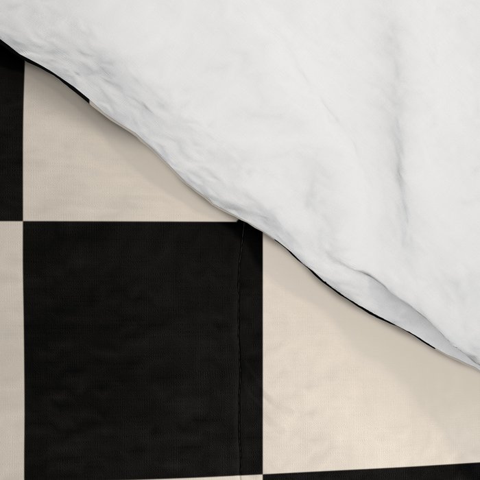 Checkerboard Mini Check Pattern in Black and Almond Cream Comforter Gallery Image 4