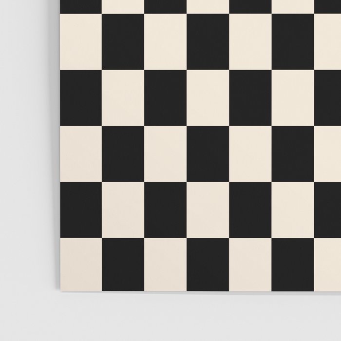 Checkerboard Mini Check Pattern in Black and Almond Cream Poster Gallery Image 3