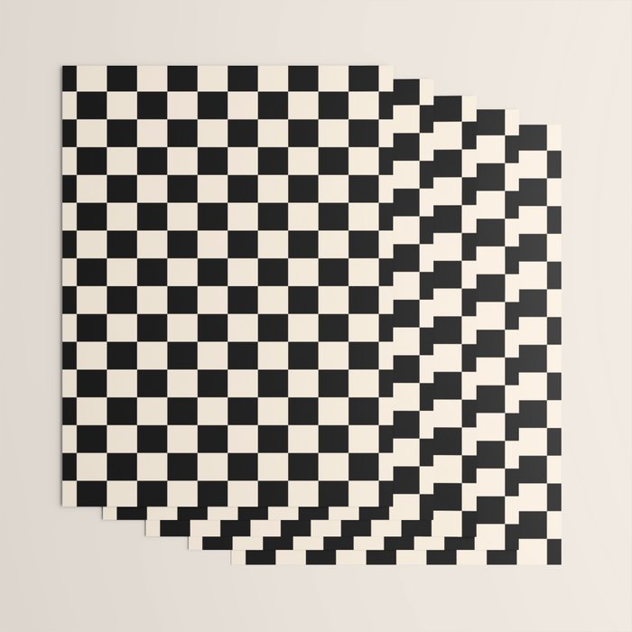 Checkerboard Mini Check Pattern in Black and Almond Cream Wrapping Paper Gallery Image 3