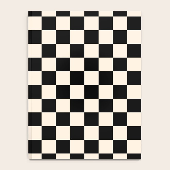 Checkerboard Mini Check Pattern in Black and Almond Cream Notebook Gallery Image 4