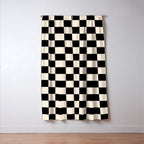 Checkerboard Mini Check Pattern in Black and Almond Cream Window Curtain Gallery Image 3