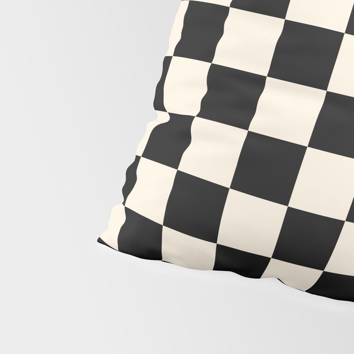 Checkerboard Mini Check Pattern in Black and Almond Cream Pillow Sham Gallery Image 4