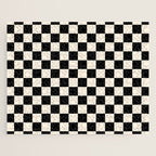 Checkerboard Mini Check Pattern in Black and Almond Cream Jigsaw Puzzle Gallery Image 1