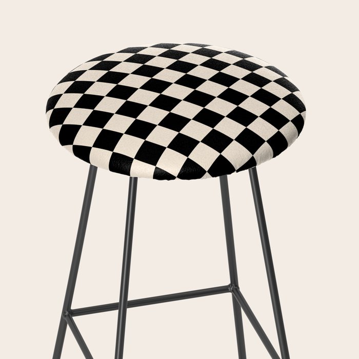 Checkerboard Mini Check Pattern in Black and Almond Cream Stool Gallery Image 2