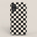 Checkerboard Mini Check Pattern in Black and Almond Cream iPhone Case Gallery Image 1