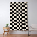 Checkerboard Mini Check Pattern in Black and Almond Cream Window Curtain Gallery Image 5