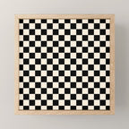 Checkerboard Mini Check Pattern in Black and Almond Cream Mini Art Print Gallery Image 1