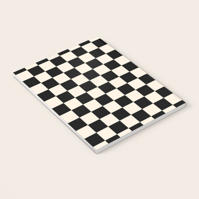 Checkerboard Mini Check Pattern in Black and Almond Cream Notebook Gallery Image 3