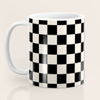 Checkerboard Mini Check Pattern in Black and Almond Cream Coffee Mug Gallery Image 3
