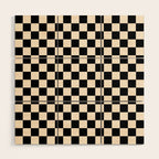 Checkerboard Mini Check Pattern in Black and Almond Cream Wood Wall Art Gallery Image 1
