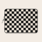 Checkerboard Mini Check Pattern in Black and Almond Cream Laptop Sleeve Gallery Image 1