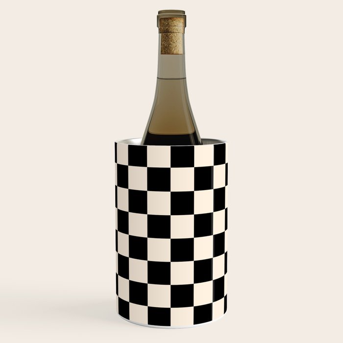Checkerboard Mini Check Pattern in Black and Almond Cream Wine Chiller Gallery Image 1