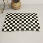 Checkerboard Mini Check Pattern in Black and Almond Cream Rug Gallery Image 1