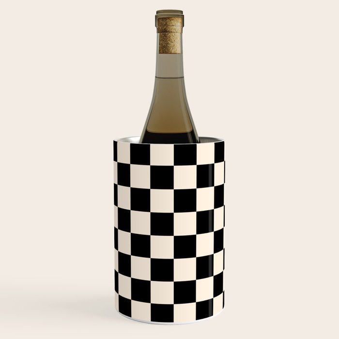 Checkerboard Mini Check Pattern in Black and Almond Cream Wine Chiller Gallery Image 2