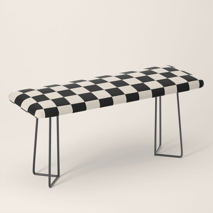 Checkerboard Mini Check Pattern in Black and Almond Cream Bench Gallery Image 1