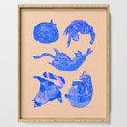 Sleepy Cozy Kitty Cats in Blue & Pink Serving Tray Gallery Image 1