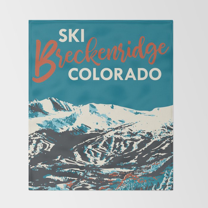 Breckenridge Vintage Ski Poster Throw Blanket Gallery Image 2