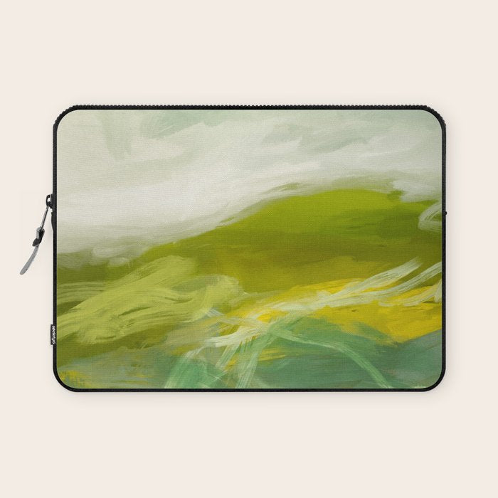 green landscape abstract art Laptop Sleeve Gallery Image 1