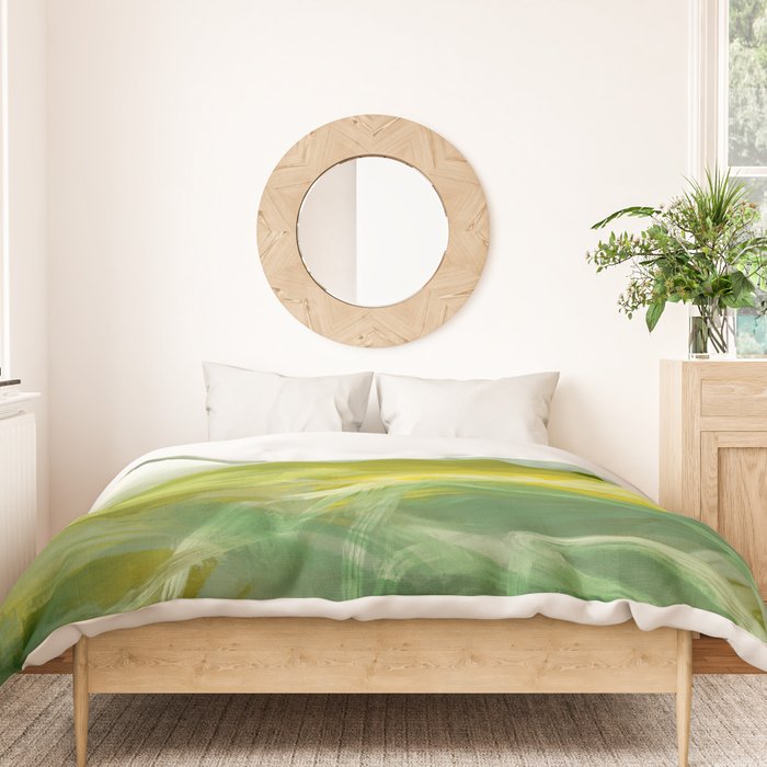 green landscape abstract art Duvet Cover Gallery Image 3