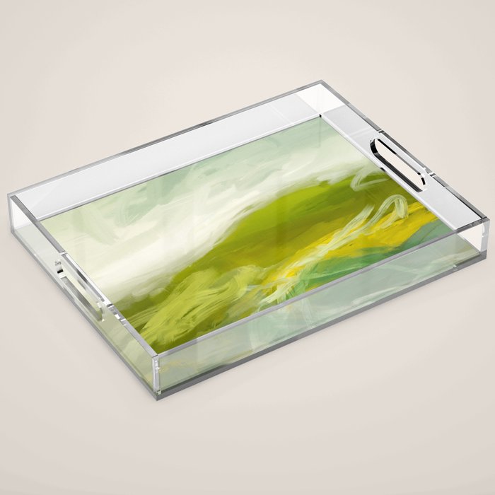 green landscape abstract art Acrylic Tray Gallery Image 1