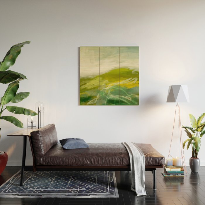 green landscape abstract art Wood Wall Art Gallery Image 2