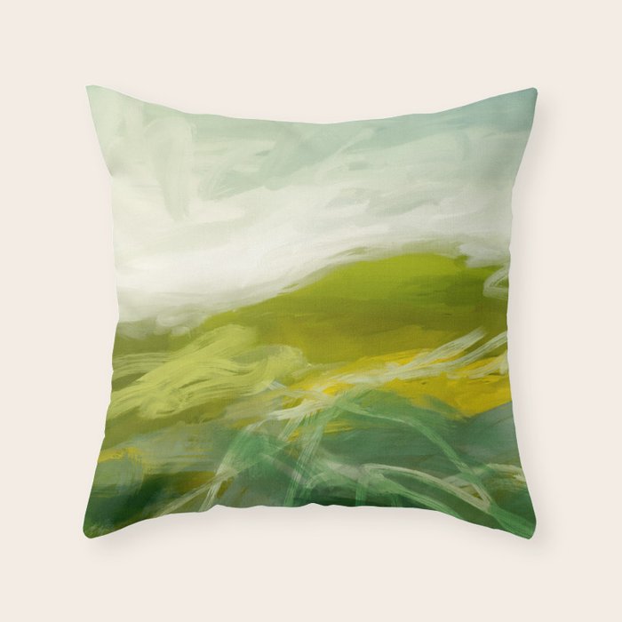 green landscape abstract art Throw Pillow Gallery Image 6