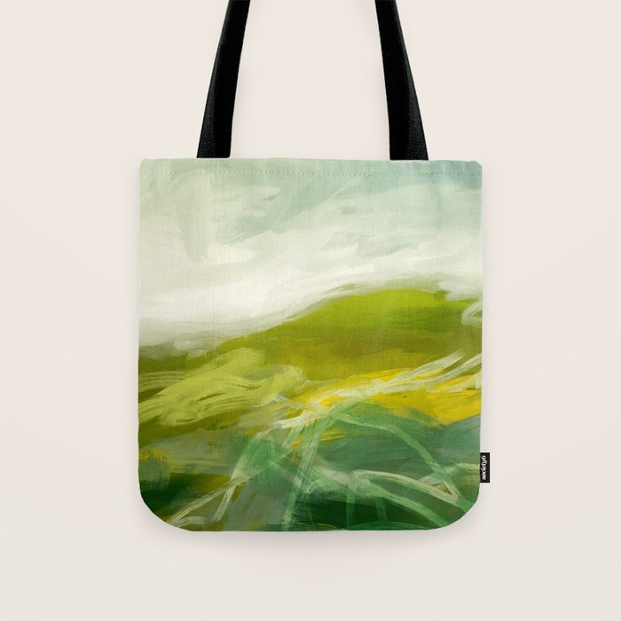 green landscape abstract art Tote Bag Gallery Image 1
