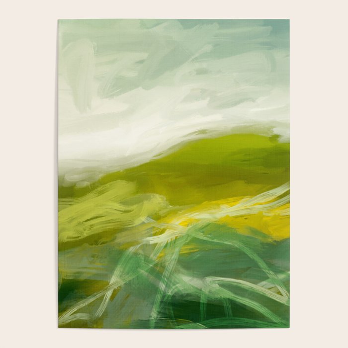 green landscape abstract art Poster Gallery Image 4