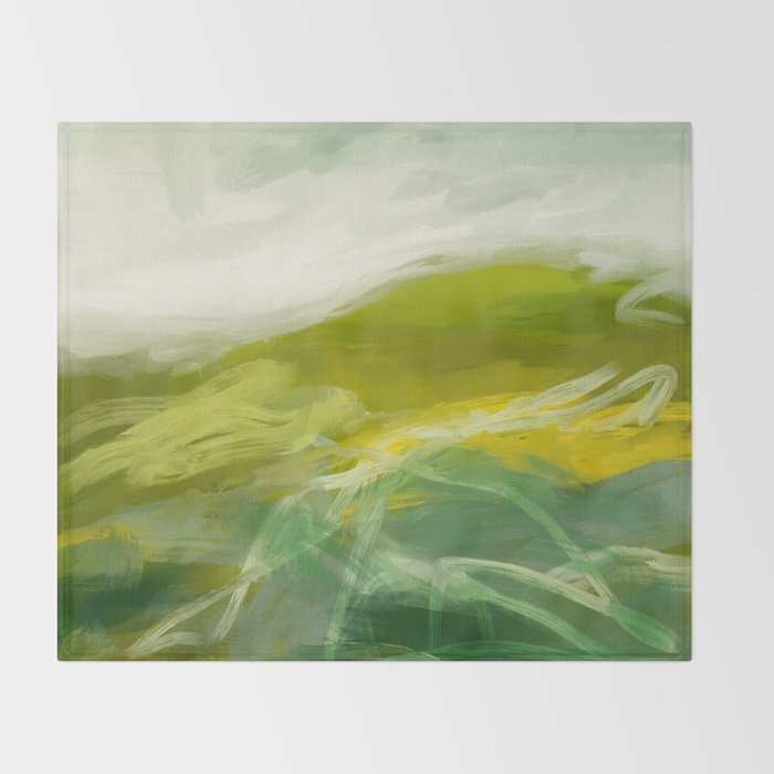 green landscape abstract art Throw Blanket Gallery Image 2