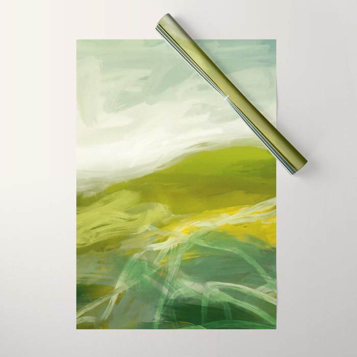 green landscape abstract art Wrapping Paper Gallery Image 1