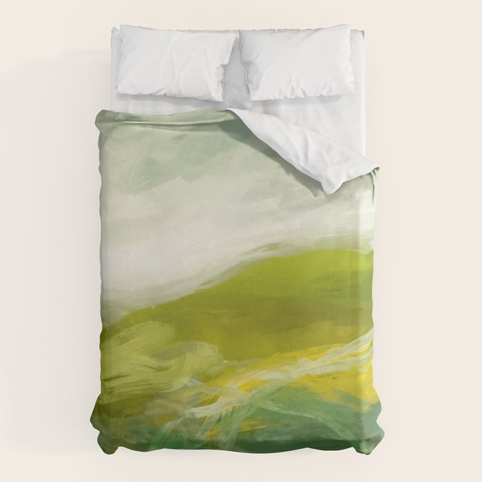 green landscape abstract art Duvet Cover Gallery Image 1