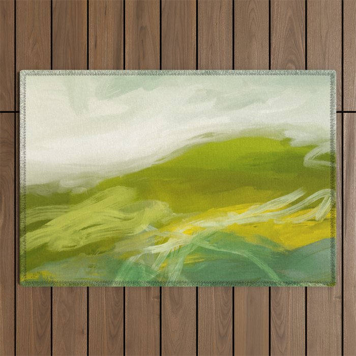 green landscape abstract art Outdoor Rug Gallery Image 1