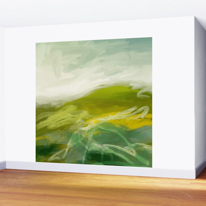 green landscape abstract art Wall Mural Gallery Image 2