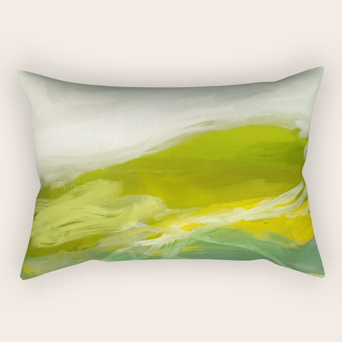 green landscape abstract art Rectangular Pillow Gallery Image 1