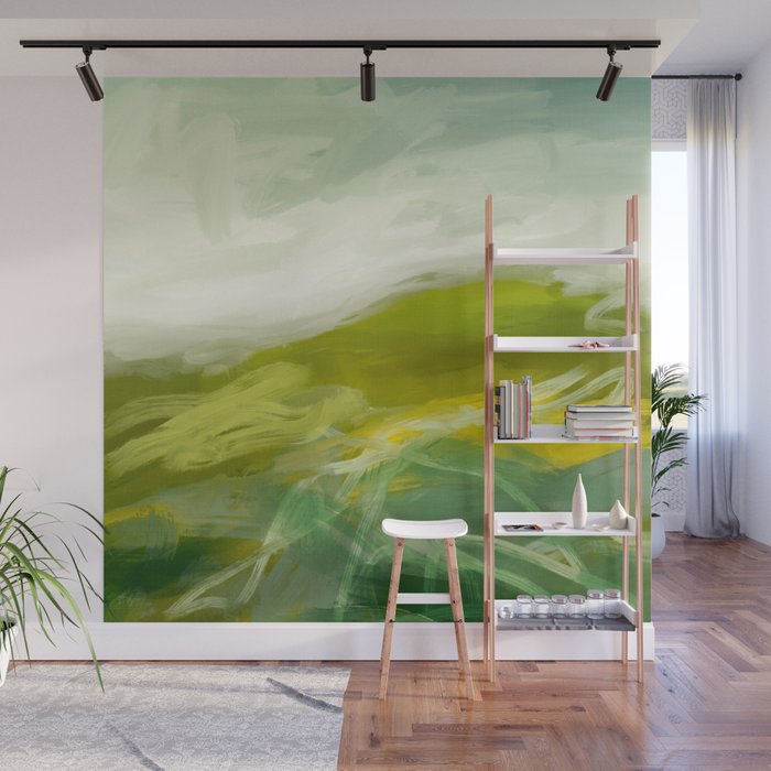 green landscape abstract art Wall Mural Gallery Image 1