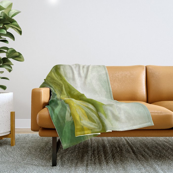 green landscape abstract art Throw Blanket Gallery Image 1