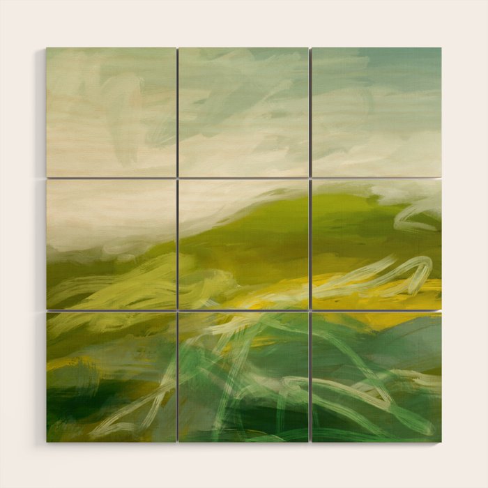 green landscape abstract art Wood Wall Art Gallery Image 1