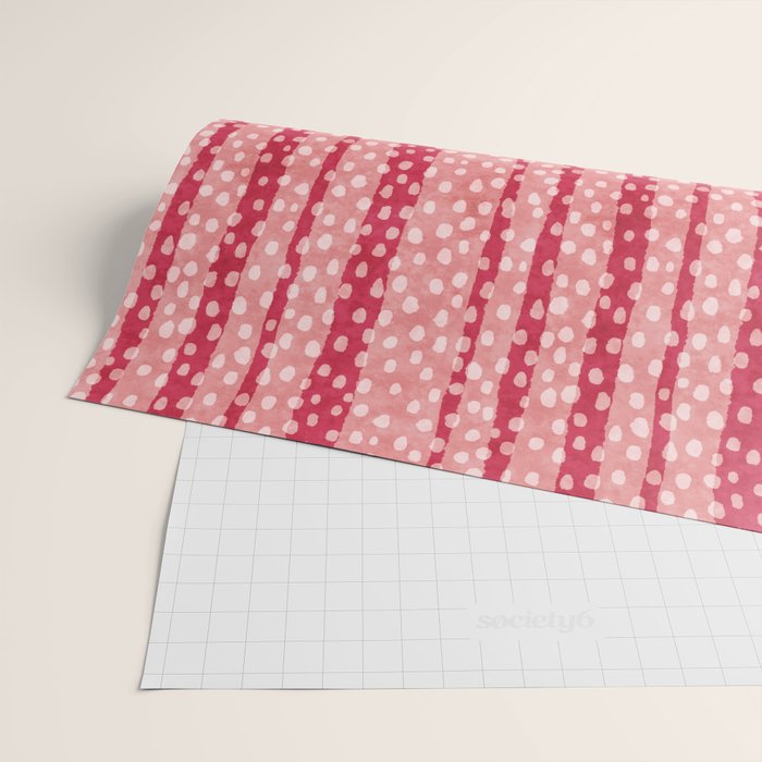 Dotted stripes - Red & pink Wrapping Paper Gallery Image 2