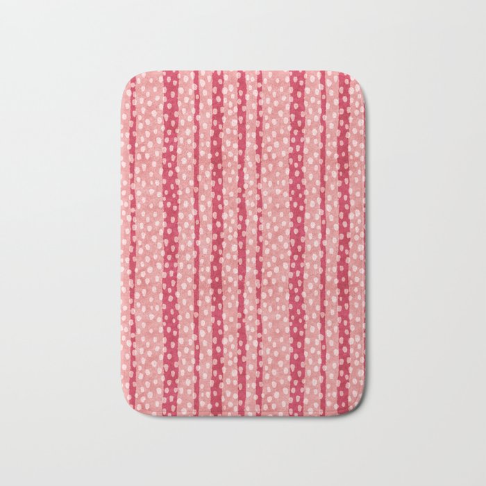 Dotted stripes - Red & pink Bath Mat Gallery Image 1