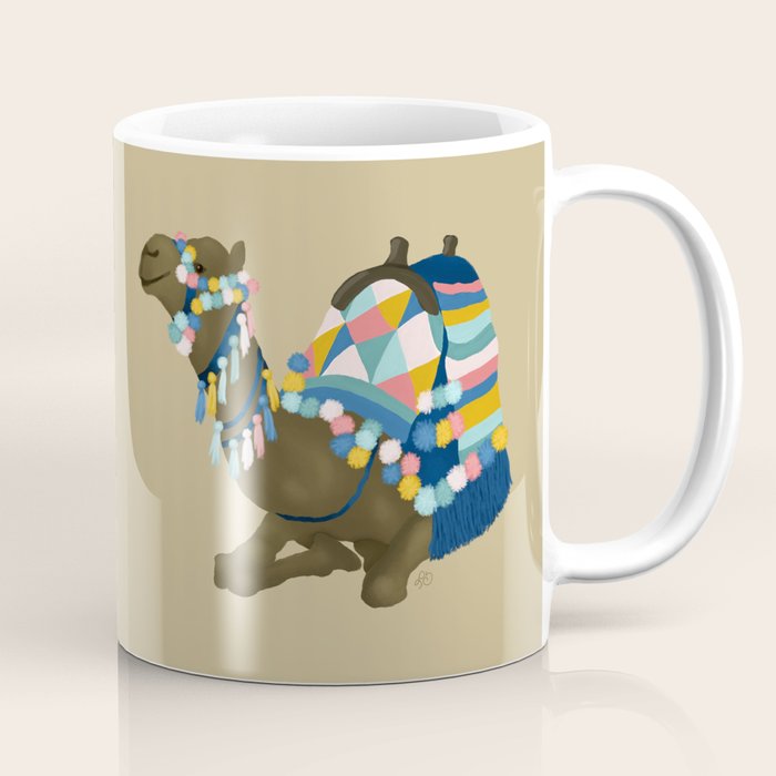 Colorful Desert Camel and Pyramids Coffee Mug Gallery Image 1