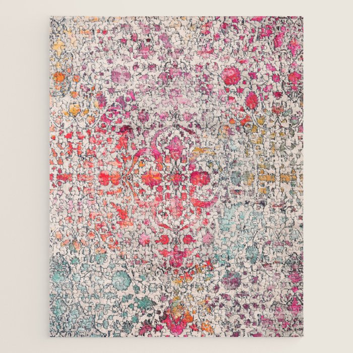 N258 - Vintage Glam Farmhouse Boho Traditional Floral Moroccan Style Jigsaw Puzzle Gallery Image 1