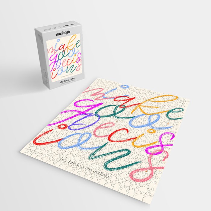 I Make Goo Decisions, Typography Funny Quirky Words, Whimsical Pastel Colorful Witty Letters, Eclectic Hand-drawn Contemporary Lettering  Jigsaw Puzzle Gallery Image 2