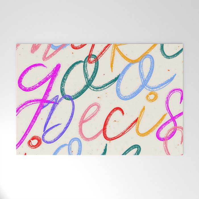I Make Goo Decisions, Typography Funny Quirky Words, Whimsical Pastel Colorful Witty Letters, Eclectic Hand-drawn Contemporary Lettering  Welcome Mat Gallery Image 1