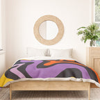 Retro Liquid Swirl Abstract Pattern in Trippy Black Purple Orange Yellow Duvet Cover Gallery Image 3