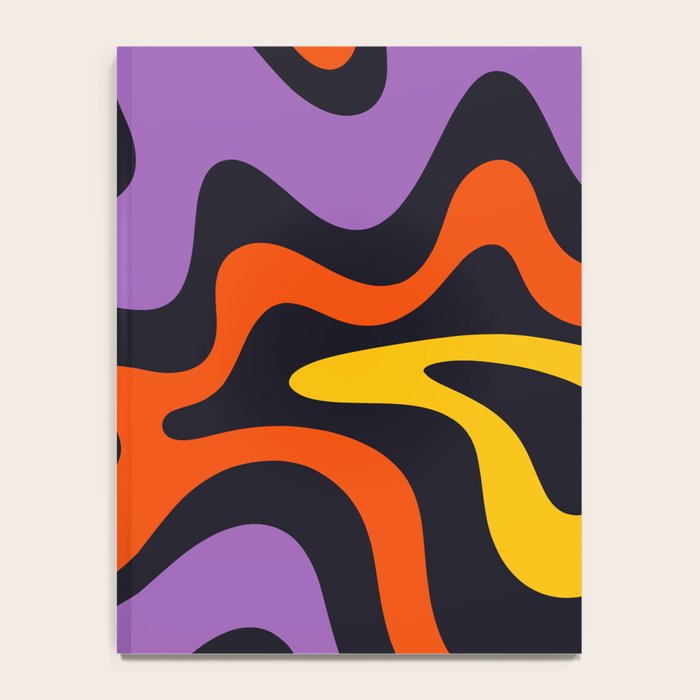 Retro Liquid Swirl Abstract Pattern in Trippy Black Purple Orange Yellow Notebook Gallery Image 4