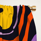 Retro Liquid Swirl Abstract Pattern in Trippy Black Purple Orange Yellow Window Curtain Gallery Image 2