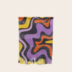 Retro Liquid Swirl Abstract Pattern in Trippy Black Purple Orange Yellow Wall Hanging Gallery Image 1