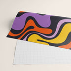 Retro Liquid Swirl Abstract Pattern in Trippy Black Purple Orange Yellow Wrapping Paper Gallery Image 2
