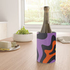 Retro Liquid Swirl Abstract Pattern in Trippy Black Purple Orange Yellow Wine Chiller Gallery Image 4